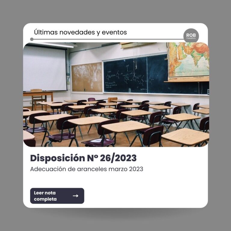 Disposición N° 26/2023 – Adecuación de aranceles marzo 2023