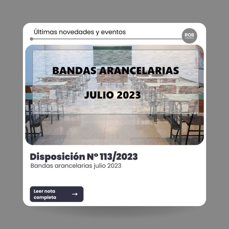 Bandas arancelarias julio 2023