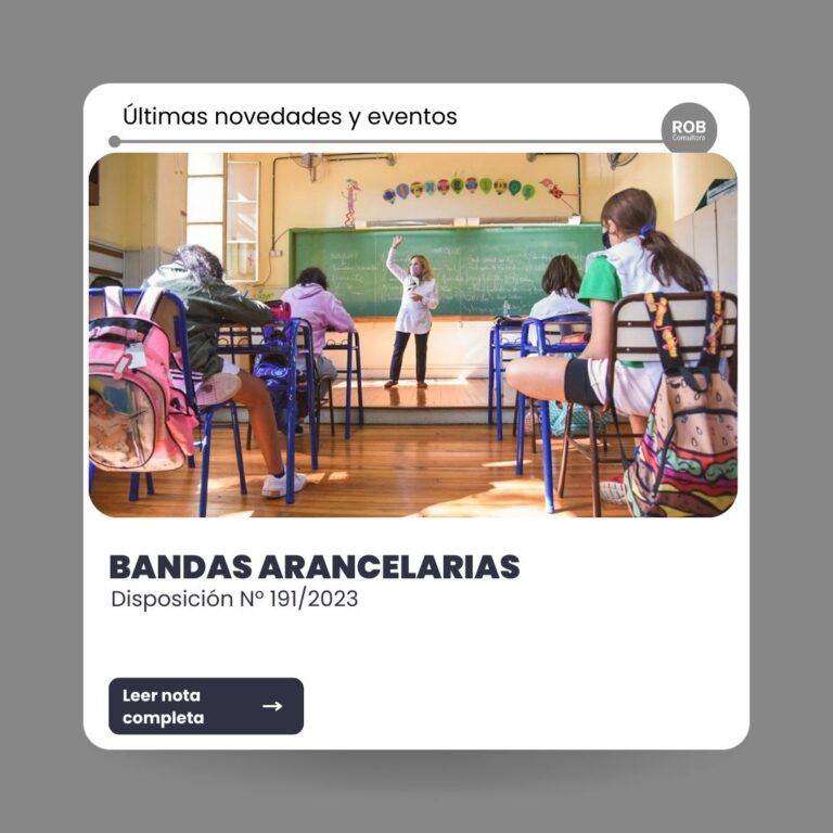 Bandas arancelarias septiembre 2023